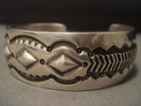 Important Vintage Navajo Cecil Lee Hand Repoussed Native American Jewelry Silver Bracelet-Nativo Arts