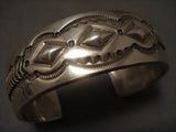 Important Vintage Navajo Cecil Lee Hand Repoussed Native American Jewelry Silver Bracelet-Nativo Arts