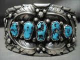 Important Vintage Navajo 'Chee Family' Turquoise Native American Jewelry Silver Garden Bracelet-Nativo Arts