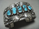 Important Vintage Navajo 'Chee Family' Turquoise Native American Jewelry Silver Garden Bracelet-Nativo Arts