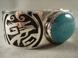 Important Vintage Navajo Cliff Mowa Turquoise Native American Jewelry Silver Bracelet-Nativo Arts