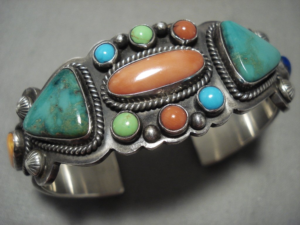 Important Vintage Navajo David Lister 'Heavy' Royston Turquoise Native  American Jewelry Silver Bracelet