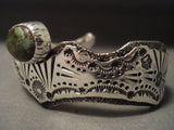 Important Vintage Navajo David Tune 'Natural Damale' Turquoise Native American Jewelry Silver Bracelet-Nativo Arts