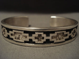 Important Vintage Navajo Famous Artist Vintage Navajo Native American Jewelry Silver Bracelet-Nativo Arts