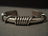 Important Vintage Navajo Heavy Coiled Sterling Native American Jewelry Silver Bracelet-Nativo Arts