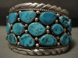 Important Vintage Navajo Henry Roanhorse Turquoise Native American Jewelry Silver Bracelet-Nativo Arts