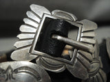 Important Vintage Navajo Jeanette Dale Hand Wrought Native American Jewelry Silver Concho Belt Old-Nativo Arts