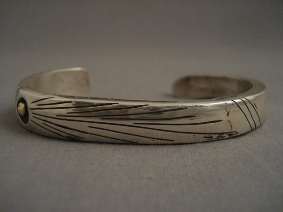 Important Vintage Navajo Jimmie King Jr (ingot Style) Native American Jewelry Silver Gold Bracelet-Nativo Arts