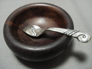 Important Vintage Navajo Kenneth Begay Native American Jewelry Silver Salt Spoon And Bowl-Nativo Arts