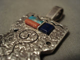 Important Vintage Navajo Lyndon Tsosie Petroglyph Native American Jewelry Silver Pendant Old-Nativo Arts