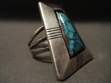 Important Vintage Navajo Native American Jewelry jewelry Johnny Mike Begay Lone Mountain Turquoise Ring-Nativo Arts