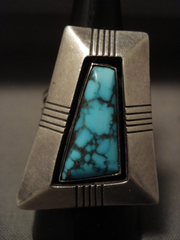 Important Vintage Navajo Native American Jewelry jewelry Johnny Mike Begay Lone Mountain Turquoise Ring-Nativo Arts