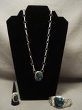 Important Vintage Navajo Pirate #3 Turquoise Guild Native American Jewelry Silver Necklace-Nativo Arts