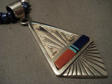 Important Vintage Navajo 'Rare Lapis Heishi' Turquoise Native American Jewelry Silver Necklace Old-Nativo Arts