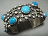 Important Vintage Navajo Ron Willie Turquoise Native American Jewelry Silver Cross Raindrop Bracelet-Nativo Arts