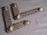 Important Vintage Navajo Royston Utrquoise Native American Jewelry Silver Collar Protectors-Nativo Arts