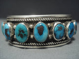 Important Vintage Navajo Singer Bisbee Turquoise Sterling Native American Jewelry Silver Bracelet-Nativo Arts