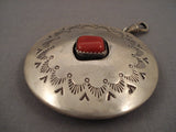 Important Vintage Navajo 'Squared Coral' Native American Jewelry Silver Pendant-Nativo Arts