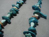 Important Vintage Navajo Squaw Tie Old Turquoise Native American Jewelry Necklace Old-Nativo Arts