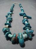 Important Vintage Navajo Squaw Tie Old Turquoise Native American Jewelry Necklace Old-Nativo Arts