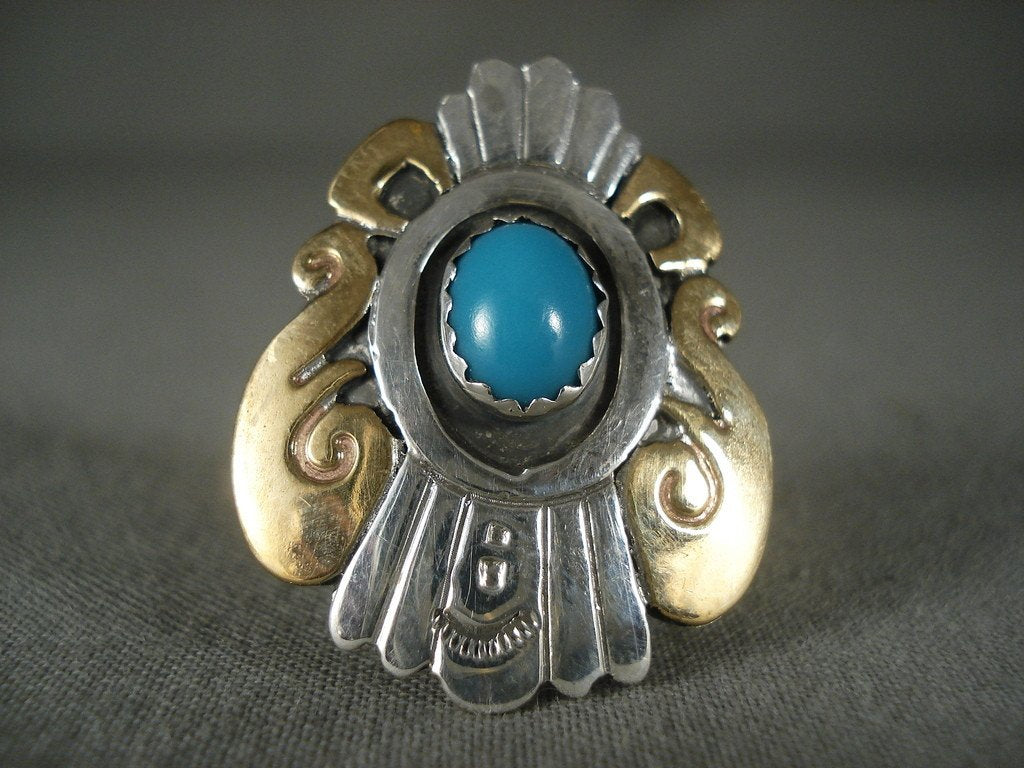 Important Vintage Navajo Thomas Singer Real Gold And Native