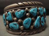 Important Vintage Navajo Tom Moore Turquoise Native American Jewelry Silver Bracelet-Nativo Arts