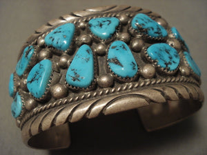 Important Vintage Navajo Tom Moore Turquoise Native American Jewelry Silver Bracelet-Nativo Arts