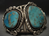 Important Vintage Navajo Turquoise Native American Jewelry Silver Bracelet-Nativo Arts