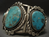 Important Vintage Navajo Turquoise Native American Jewelry Silver Bracelet-Nativo Arts