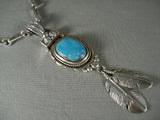 Important Vintage Navajo Turquoise Native American Jewelry Silver 'Feather Genius' Native American Jewelry Silver Necklace-Nativo Arts