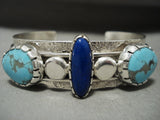 Important Vintage Navajo Vernon Begay #8 Turquoise Lapis Native American Jewelry Silver Bracelet-Nativo Arts