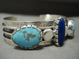 Important Vintage Navajo Vernon Begay #8 Turquoise Lapis Native American Jewelry Silver Bracelet-Nativo Arts