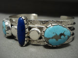 Important Vintage Navajo Vernon Begay #8 Turquoise Lapis Native American Jewelry Silver Bracelet-Nativo Arts