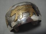 Important Vintage Navajo Wide Sterling Silver Bear Native American Bracelet Old-Nativo Arts