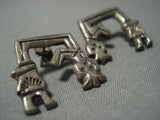 Important!! Vintage Navajo Yeibichai Sterling Native American Jewelry Silver Earrings-Nativo Arts