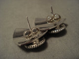 Important Vintage Navajo Yellowhorse Native American Jewelry Silver Sterling Earrings-Nativo Arts