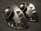 Important Vintage Navajo Yellowhorse Native American Jewelry Silver Sterling Earrings-Nativo Arts