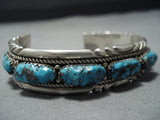 Important Vintage Quam Native American Jewelry Zuni Turquoise Sterling Silver Cuff Bracelet Old-Nativo Arts