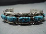 Important Vintage Quam Native American Jewelry Zuni Turquoise Sterling Silver Cuff Bracelet Old-Nativo Arts