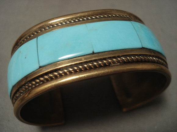 Important Vintage Santo Domingo Tony Aguilar Sr Turquoise Bracelet-Nativo Arts