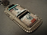 Important Vintage Santo Domingo Turquoise Native American Jewelry Silver Necklace- Heavy-Nativo Arts