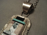 Important Vintage Santo Domingo Turquoise Native American Jewelry Silver Necklace- Heavy-Nativo Arts