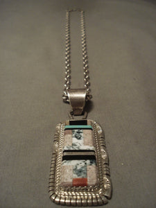 Important Vintage Santo Domingo Turquoise Native American Jewelry Silver Necklace- Heavy-Nativo Arts