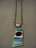 Important Vintage 'Turquoise Rug' Sterling Native American Jewelry Silver Tommy Jackson Necklace-Nativo Arts