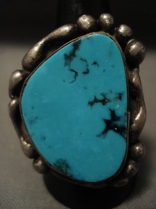 Important Vintage *very Rare* Tony Aguilar Sr. Turquoise Native American Jewelry Silver Ring Old-Nativo Arts