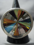 Important Vintage Zuni Colin Coonsis Opal Sterling Native American Jewelry Silver Ring-Nativo Arts
