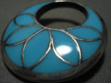 Important Vintage Zuni Frank Vacit 'Top Inlayer' Turquoise Native American Jewelry Silver Pin-Nativo Arts