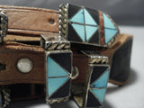 Important Vintage Zuni Helen Lincoln Zunie Turquoise Sterling Silver Concho Belt-Nativo Arts