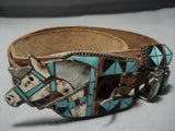 Important Vintage Zuni Helen Lincoln Zunie Turquoise Sterling Silver Concho Belt-Nativo Arts