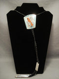 Important Vintage Zuni Native American Jewelry Silver Cardinal Bolo Tie-Nativo Arts